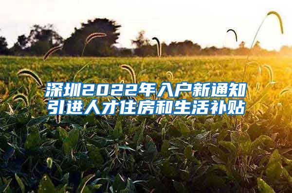 深圳2022年入户新通知引进人才住房和生活补贴