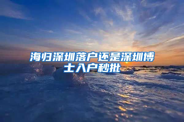 海归深圳落户还是深圳博士入户秒批