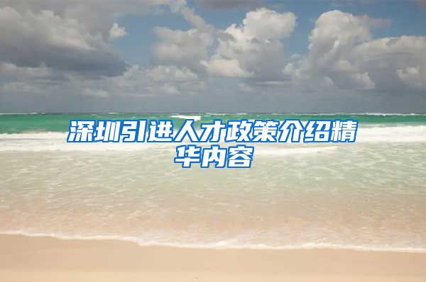 深圳引进人才政策介绍精华内容