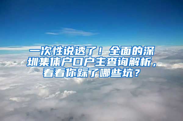 一次性说透了！全面的深圳集体户口户主查询解析，看看你踩了哪些坑？