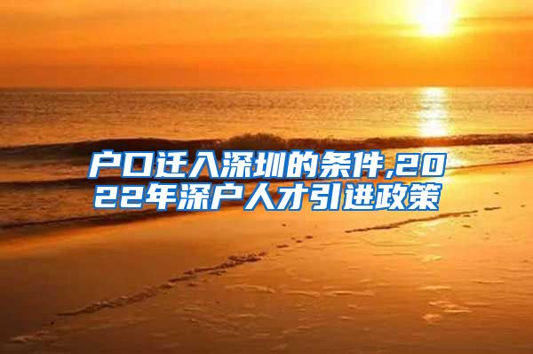 户口迁入深圳的条件,2022年深户人才引进政策