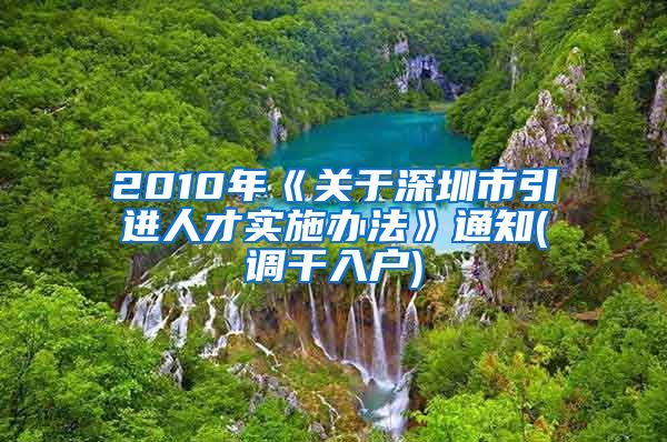 2010年《关于深圳市引进人才实施办法》通知(调干入户)