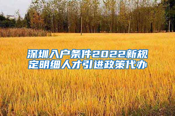 深圳入户条件2022新规定明细人才引进政策代办