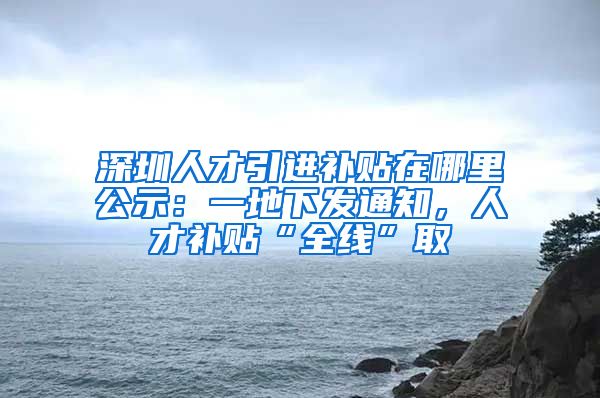 深圳人才引进补贴在哪里公示：一地下发通知，人才补贴“全线”取