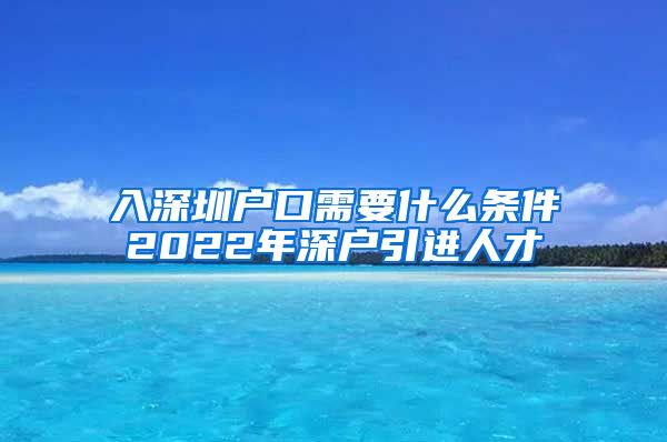 入深圳户口需要什么条件2022年深户引进人才