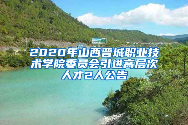 2020年山西晋城职业技术学院委员会引进高层次人才2人公告