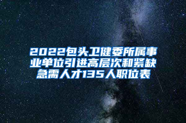 2022包头卫健委所属事业单位引进高层次和紧缺急需人才135人职位表