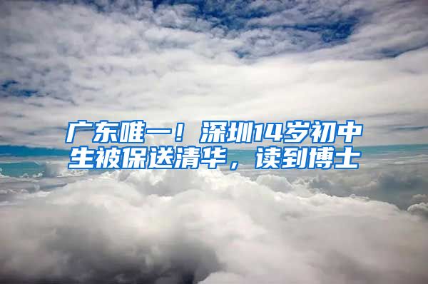 广东唯一！深圳14岁初中生被保送清华，读到博士