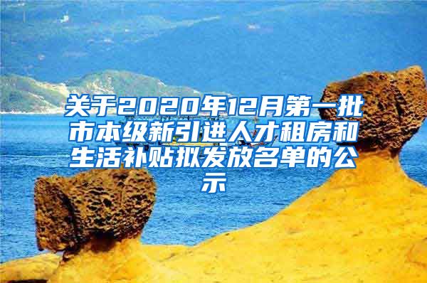 关于2020年12月第一批市本级新引进人才租房和生活补贴拟发放名单的公示