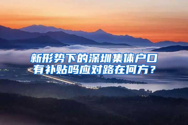 新形势下的深圳集体户口有补贴吗应对路在何方？