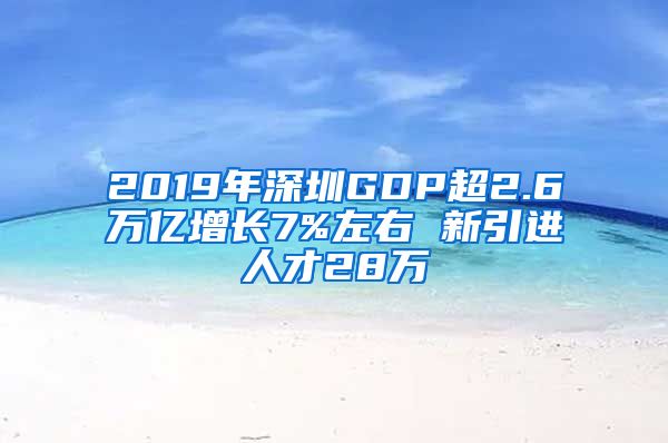 2019年深圳GDP超2.6万亿增长7%左右 新引进人才28万