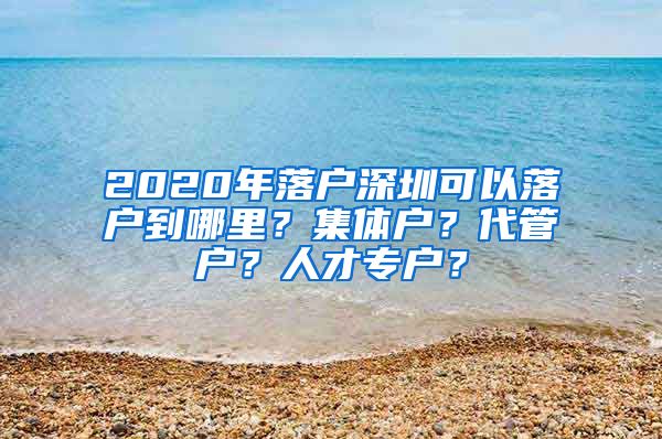 2020年落户深圳可以落户到哪里？集体户？代管户？人才专户？