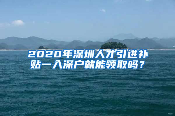 2020年深圳人才引进补贴一入深户就能领取吗？