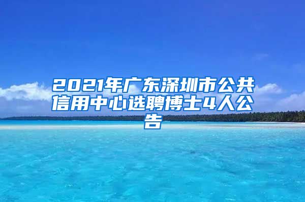 2021年广东深圳市公共信用中心选聘博士4人公告