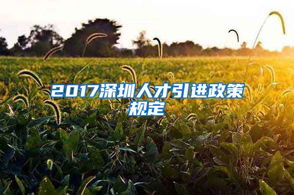 2017深圳人才引进政策规定