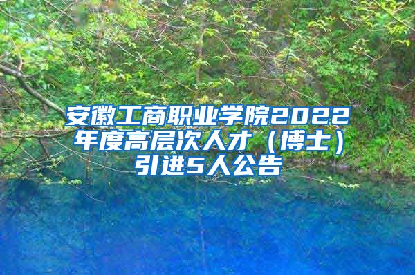 安徽工商职业学院2022年度高层次人才（博士）引进5人公告