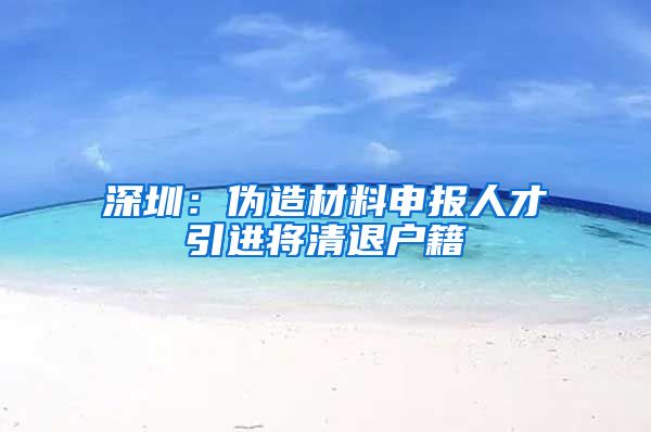 深圳：伪造材料申报人才引进将清退户籍