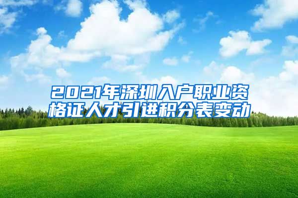 2021年深圳入户职业资格证人才引进积分表变动