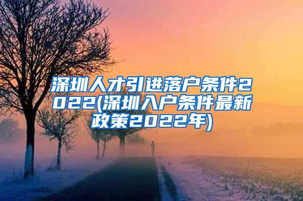 深圳人才引进落户条件2022(深圳入户条件最新政策2022年)