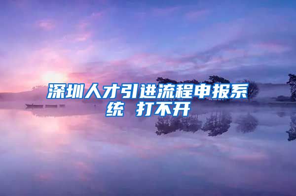 深圳人才引进流程申报系统 打不开