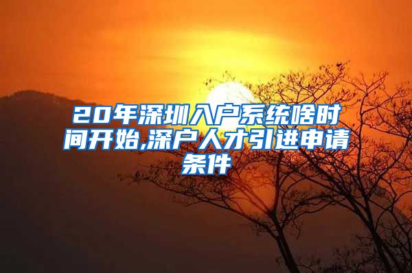 20年深圳入户系统啥时间开始,深户人才引进申请条件