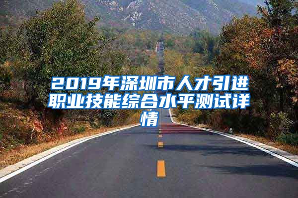 2019年深圳市人才引进职业技能综合水平测试详情