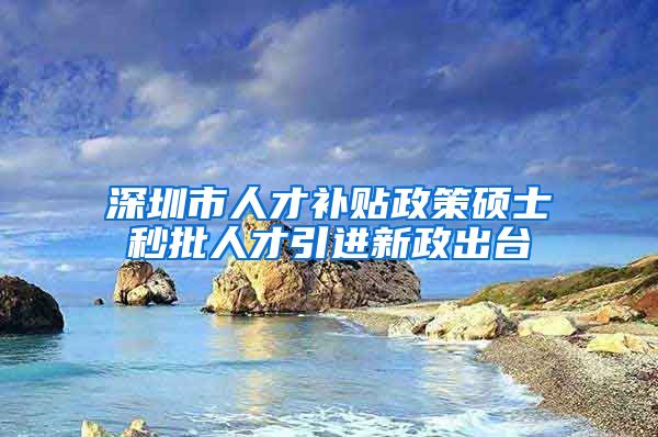 深圳市人才补贴政策硕士秒批人才引进新政出台