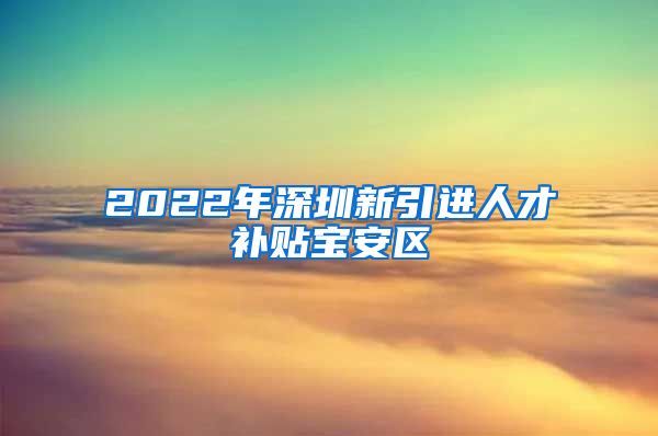 2022年深圳新引进人才补贴宝安区