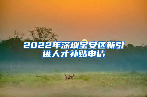 2022年深圳宝安区新引进人才补贴申请