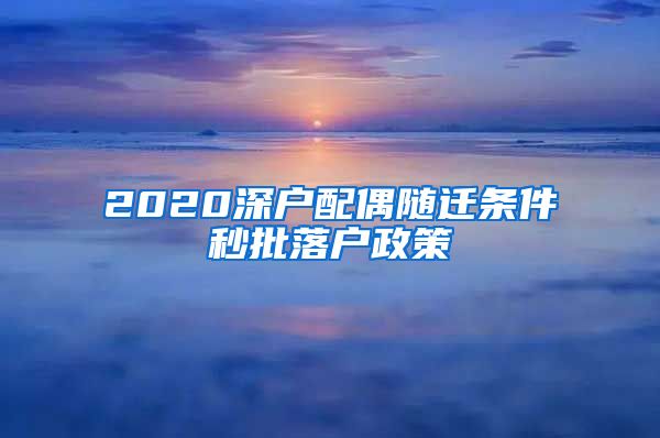 2020深户配偶随迁条件秒批落户政策