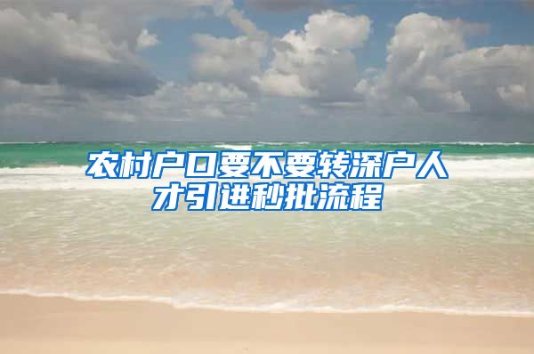 农村户口要不要转深户人才引进秒批流程