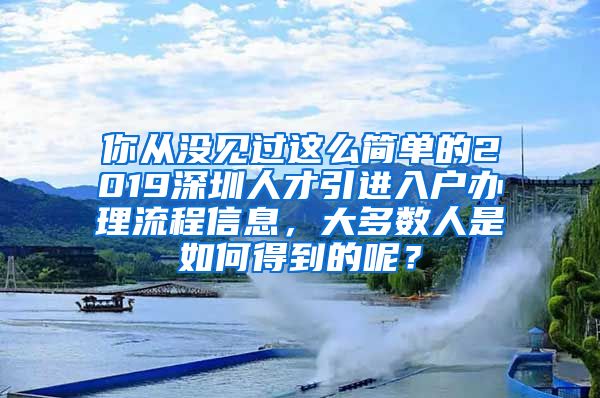 你从没见过这么简单的2019深圳人才引进入户办理流程信息，大多数人是如何得到的呢？