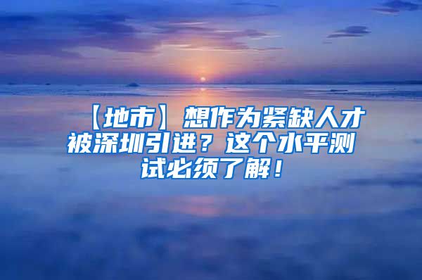 【地市】想作为紧缺人才被深圳引进？这个水平测试必须了解！