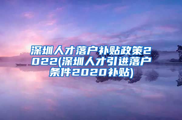 深圳人才落户补贴政策2022(深圳人才引进落户条件2020补贴)