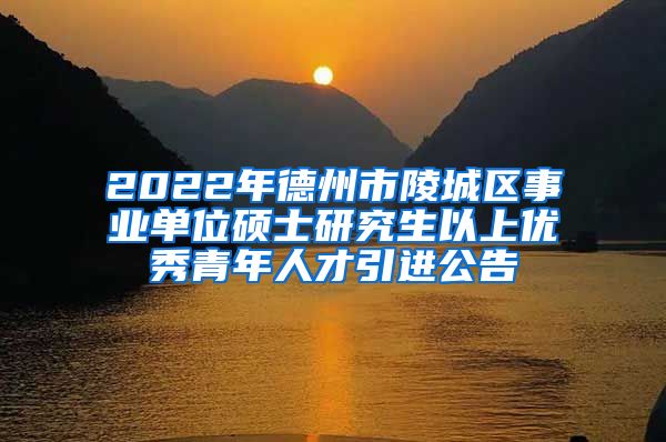 2022年德州市陵城区事业单位硕士研究生以上优秀青年人才引进公告