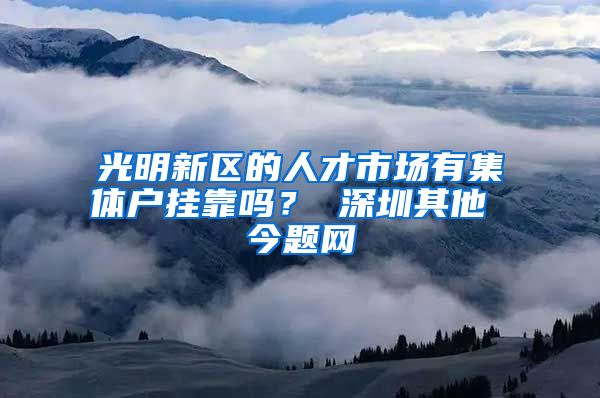 光明新区的人才市场有集体户挂靠吗？ 深圳其他 今题网