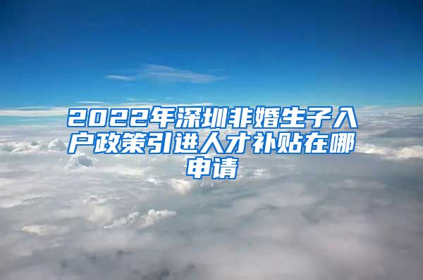 2022年深圳非婚生子入户政策引进人才补贴在哪申请