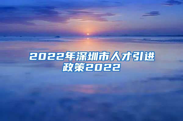 2022年深圳市人才引进政策2022