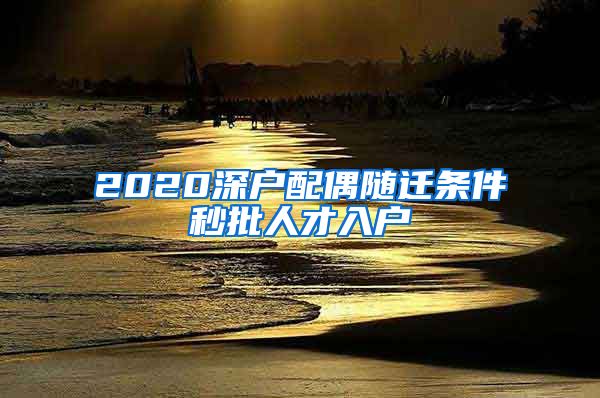 2020深户配偶随迁条件秒批人才入户