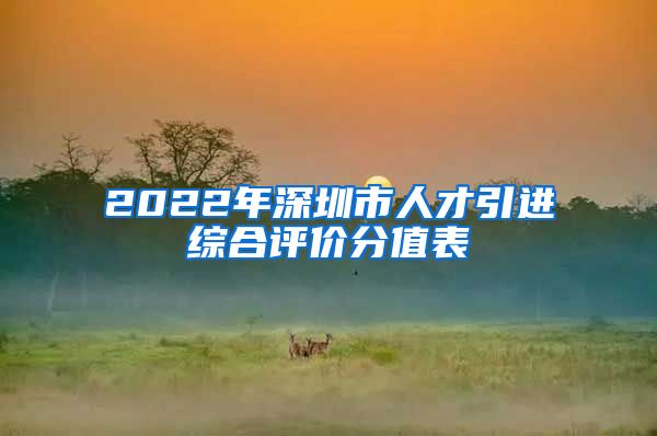 2022年深圳市人才引进综合评价分值表