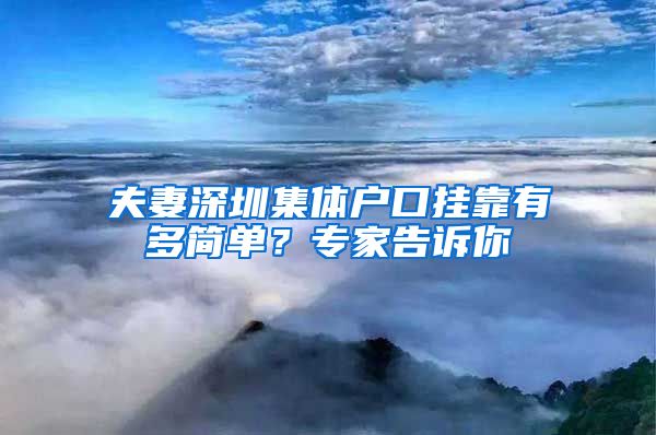 夫妻深圳集体户口挂靠有多简单？专家告诉你