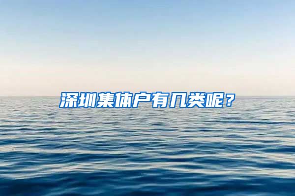 深圳集体户有几类呢？