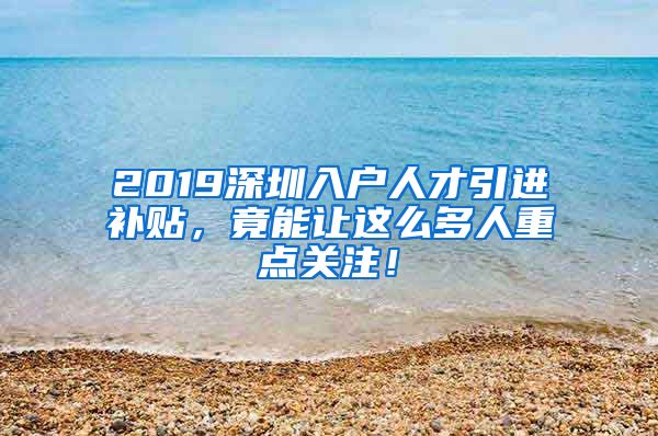 2019深圳入户人才引进补贴，竟能让这么多人重点关注！