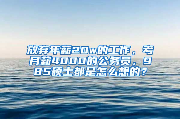 放弃年薪20w的工作，考月薪4000的公务员，985硕士都是怎么想的？