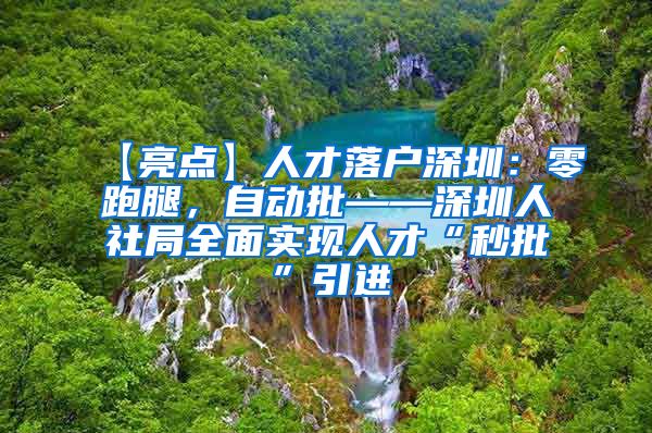 【亮点】人才落户深圳：零跑腿，自动批——深圳人社局全面实现人才“秒批”引进