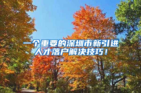 一个重要的深圳市新引进人才落户解决技巧！