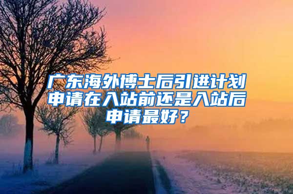 广东海外博士后引进计划申请在入站前还是入站后申请最好？