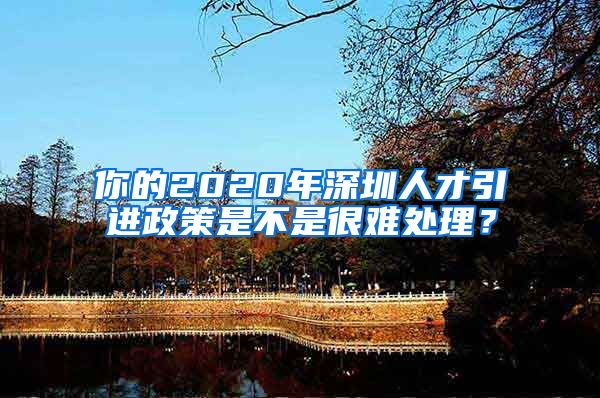 你的2020年深圳人才引进政策是不是很难处理？