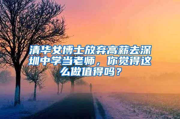 清华女博士放弃高薪去深圳中学当老师，你觉得这么做值得吗？