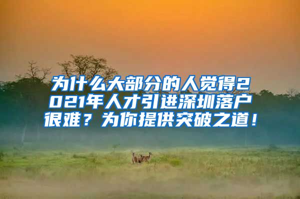 为什么大部分的人觉得2021年人才引进深圳落户很难？为你提供突破之道！